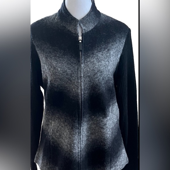 Coldwater Creek Jackets & Blazers - COLDWATER CREEK Black & Gray Ombré Wool Zip Up Jacket Coat Size Small